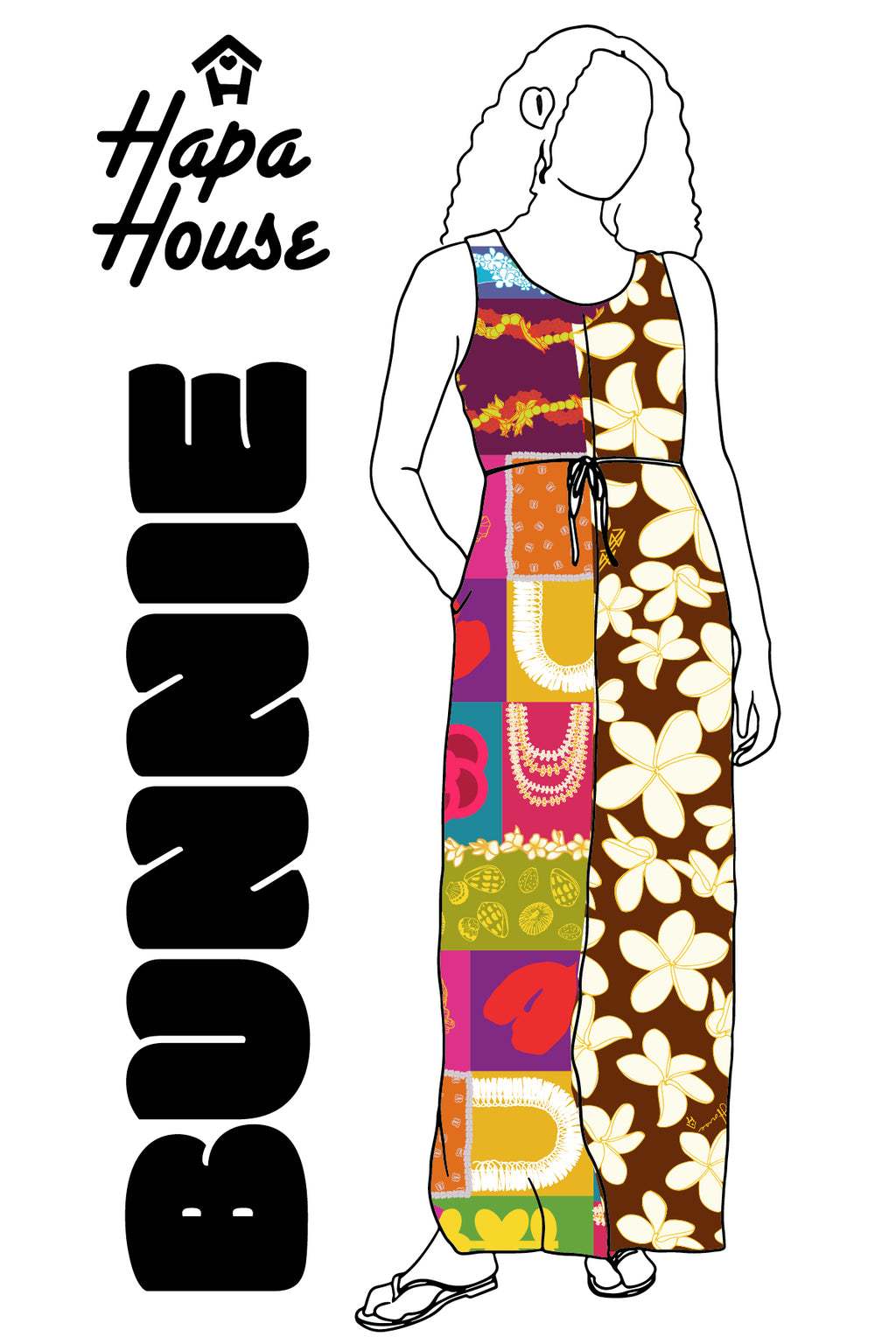 Bunnie Dress Patchwork & Plumeria