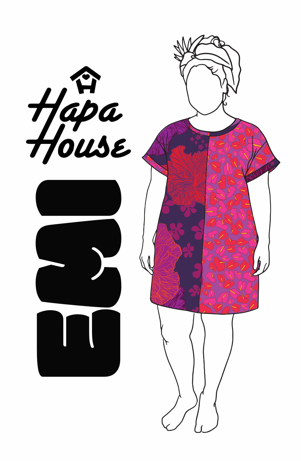 EMI Dress in Pualani Purple and Tiny Anthurium