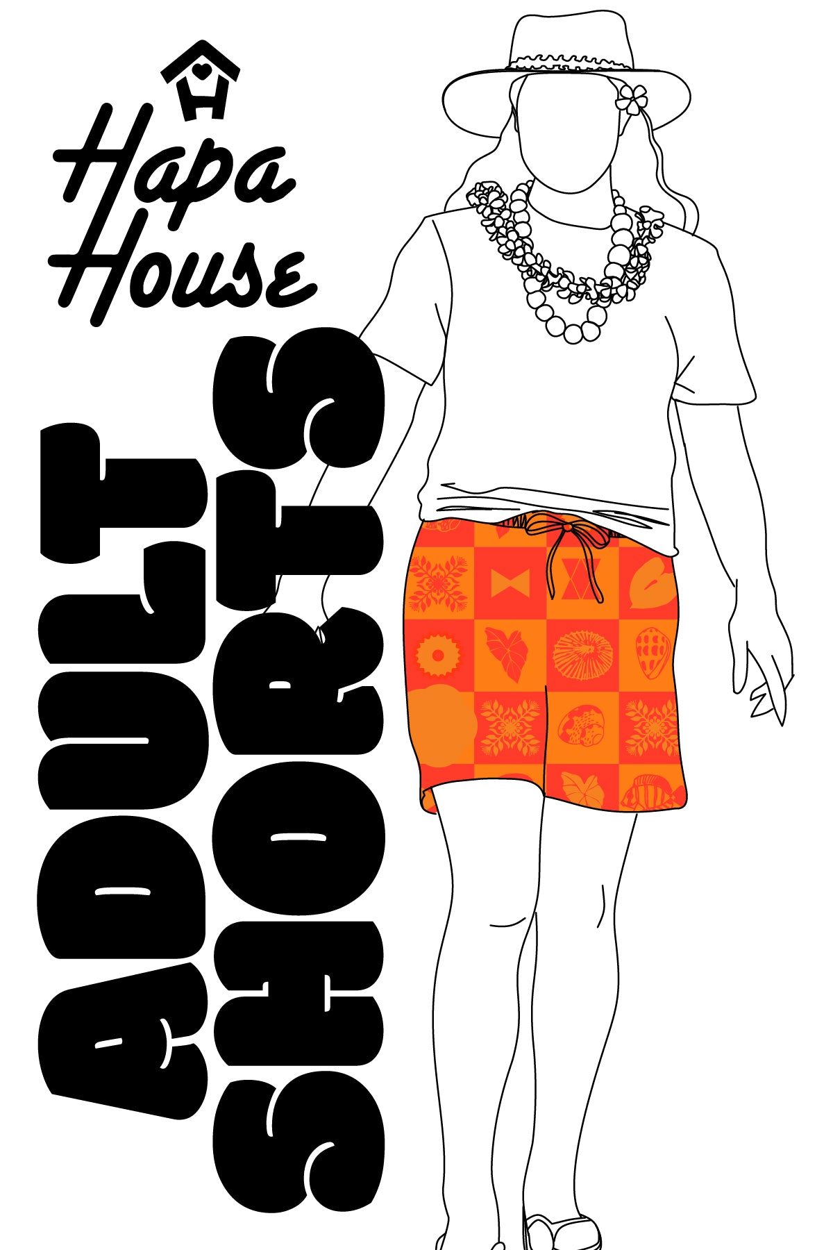 Adult shorts in orange icons