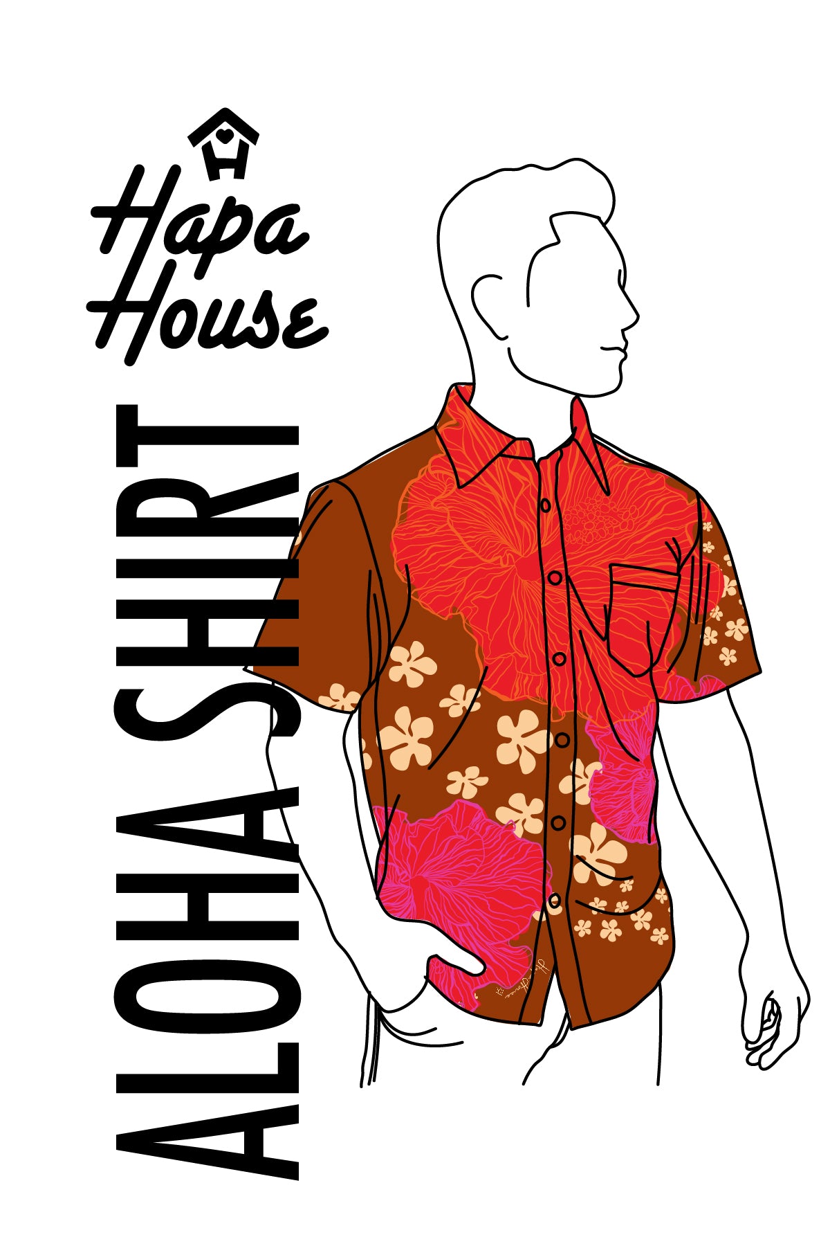 Aloha Shirt brown and red